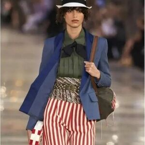 CHANEL Coco Cuba Blue Cotton Blazer Jacket, Size 42